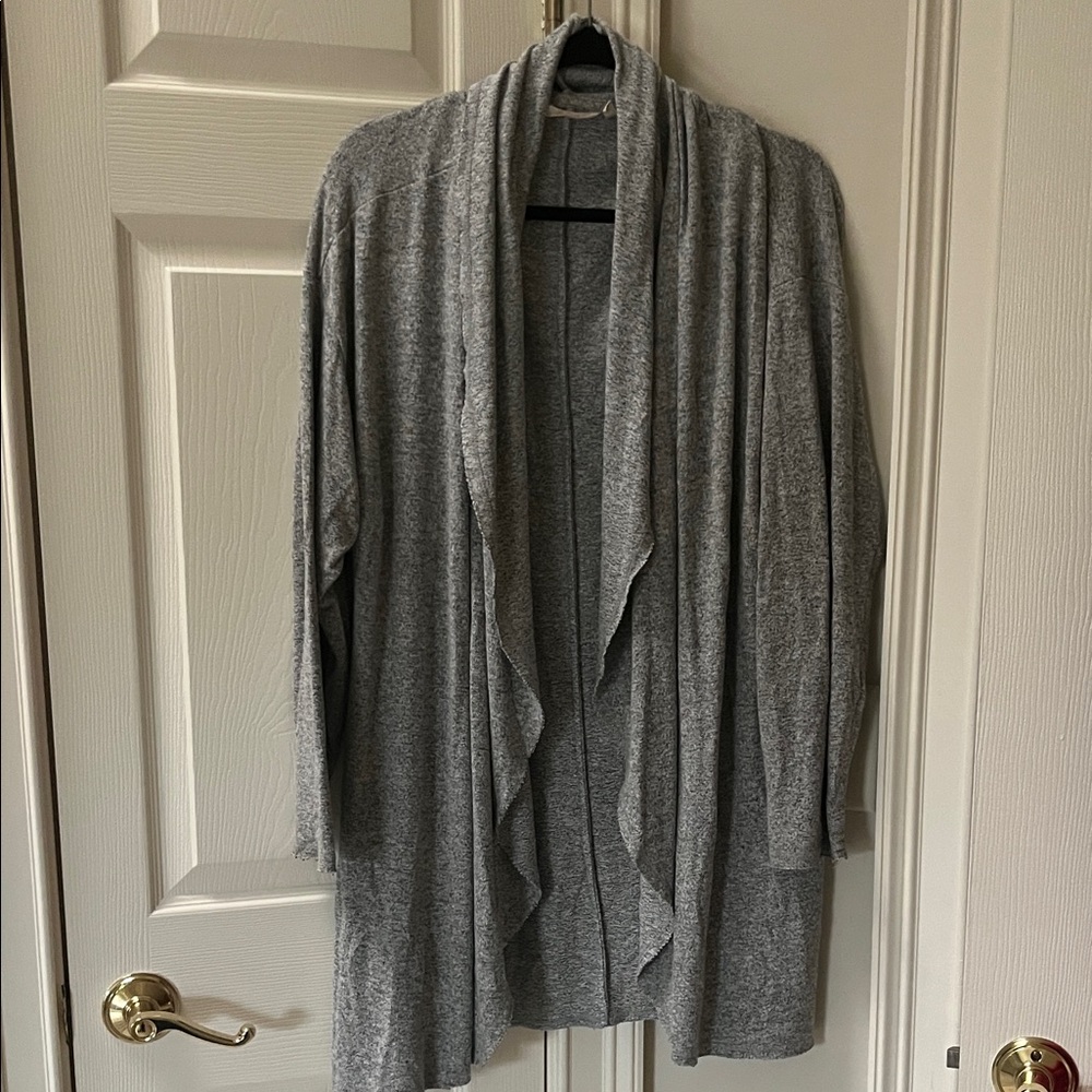 Soft surroundings Gray Open Front Cardigan Sweater